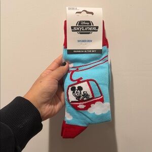 Disney Skyliner Crew adult Socks - Red and Blue